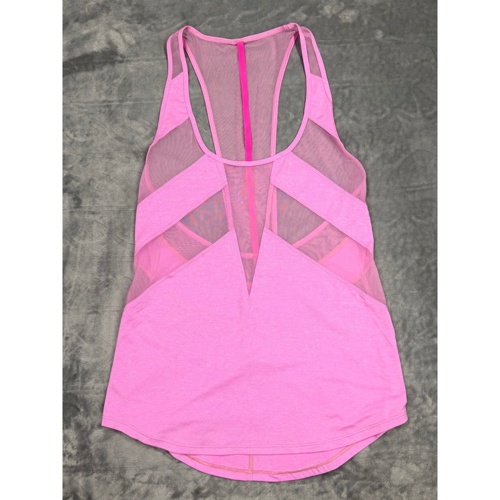 Lululemon Pink Mesh Panel Racerback Tank Top Athletic Yoga Gym Shirt Womens